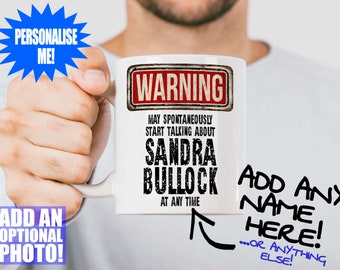 Sandra Bullock Mug - Fan gift that can be personalised with photo or text