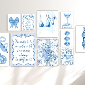 Trendy Printable Wall Art Blue Wall Art Set Blue Art Print Trendy Blue Aesthetic College Apartment Decor Digital Prints Girl Dorm Room Decor