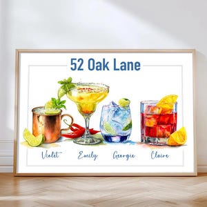 Custom Roommates Drink Poster Personalized Name Cocktail Poster Trendy Kitchen Bar Cart Decor College Apartment Roomie Gift Idea Girls Dorm