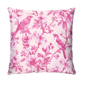 Chinoiserie Print Pillow Cover Dorm Decor Pink Floral Pillow Going Away Gift Dorm Room Pillow Cover College Dorm Decor For College Girl Gift