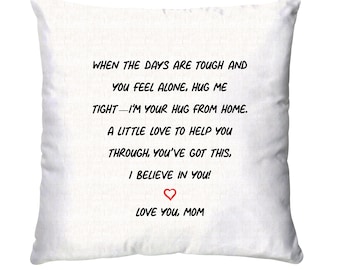 Hug From Home Pillow Cover Dorm Decor Going Away Gift Dorm Room Pillow Cover College Dorm Gift For College Pillow For Dorm Room Decor Pillow