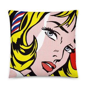 Girl With Ribbon Decorative Pillow Pop Art Decor Mid Century Modern Decor Mid-Century Modern Midcentury Retro Decor Retro
