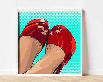 Rode Schoenen Pop Art Wall Art Ingelijste poster Roy Lichtenstein Pop Art Print Retro Wall Art Retro Poster Lichtenstein Pop Art Artful