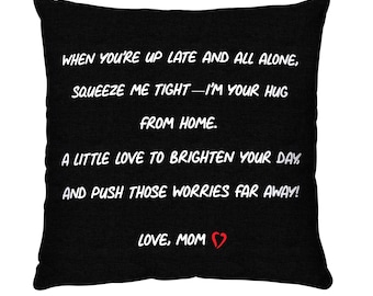 Hug From Home Pillow Cover Dorm Decor Going Away Gift Dorm Room Pillow Cover College Dorm Gift For Son Dorm Decoration Grad Gift Dorm Pillow