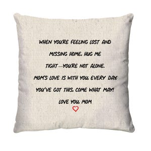 Hugs From Home Pillow Cover Dorm Decor Going Away Gift Dorm Room Pillow Cover College Dorm Gift For Son Dorm Decor Pillow Cover Quote Pillow