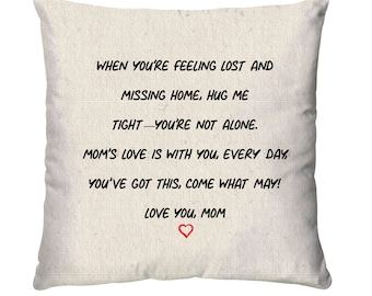 Hugs From Home Pillow Cover Dorm Decor Going Away Gift Dorm Room Pillow Cover College Dorm Gift For Son Dorm Decor Pillow Cover Quote Pillow
