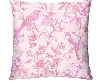 Pink Toile Print Pillow Cover Dorm Decor Pink Floral Pillow Going Away Gift Dorm Room Pillow Cover College Dorm Decor For College Girl Gift