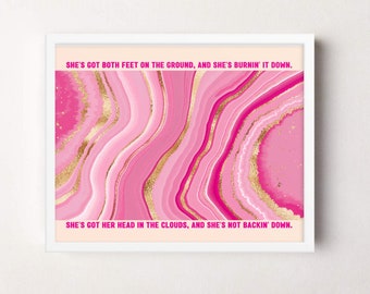 FunkyWall Art Pink and Orange Preppy Wall Art Dorm Decor Preppy y2k Room Decor Aesthetic Maximalist
