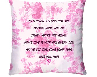 Hugs From Home Pillow Cover Dorm Decor Going Away Gift Dorm Room Pillow Cover College Dorm Decor For College Girls Dorm Decor Pillow Cover