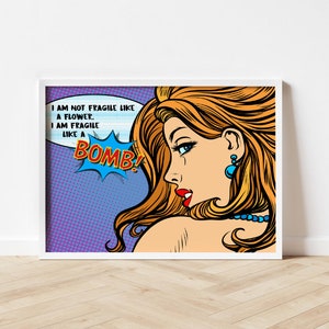 BOMB GIRL Pop Art Wandkunst Roy Lichtenstein Style Poster Pop Art Druck Retro Wandkunst Retro Poster Lichtenstein Pop Art Artful Art Posters