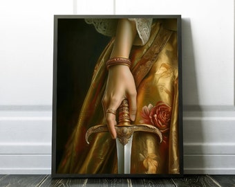 Dark Academia portret afdrukken surrealistische kunst digitale download vintage muurkunst Dark Academia Wall Art humeurige muur kunst antiek schilderij maximalist