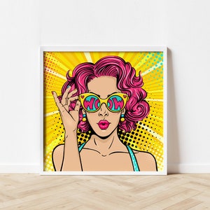 WOW GIRL Pop Art Wall Art Framed Poster Roy Lichtenstein Pop Art Print Retro Wall Art Retro Poster Lichtenstein Pop Art Artful Art Posters