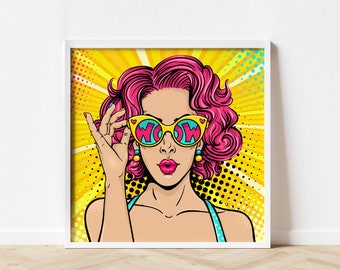 Roy Lichtenstein Poster Interior with Skyline Pop Art Print in Mint