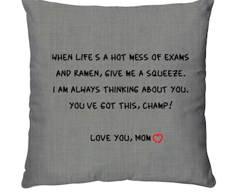 Hugs From Home Pillow Cover Dorm Decor Going Away Gift Dorm Room Pillow Cover College Dorm Gift For Son Quote Pillow Cover for Dorm Decor