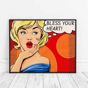 Southern Girl Pop Art Wall Art Framed Poster Roy Lichtenstein Pop Art Print Retro Wall Art Retro Poster Lichtenstein Pop Art Artful