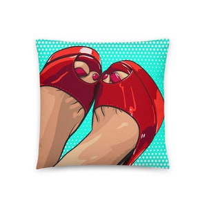 Red Shoes Decorative Pillow Roy Lichtenstein Pop Art Decor Mid Century Modern Decor Mid-Century Modern Midcenturi