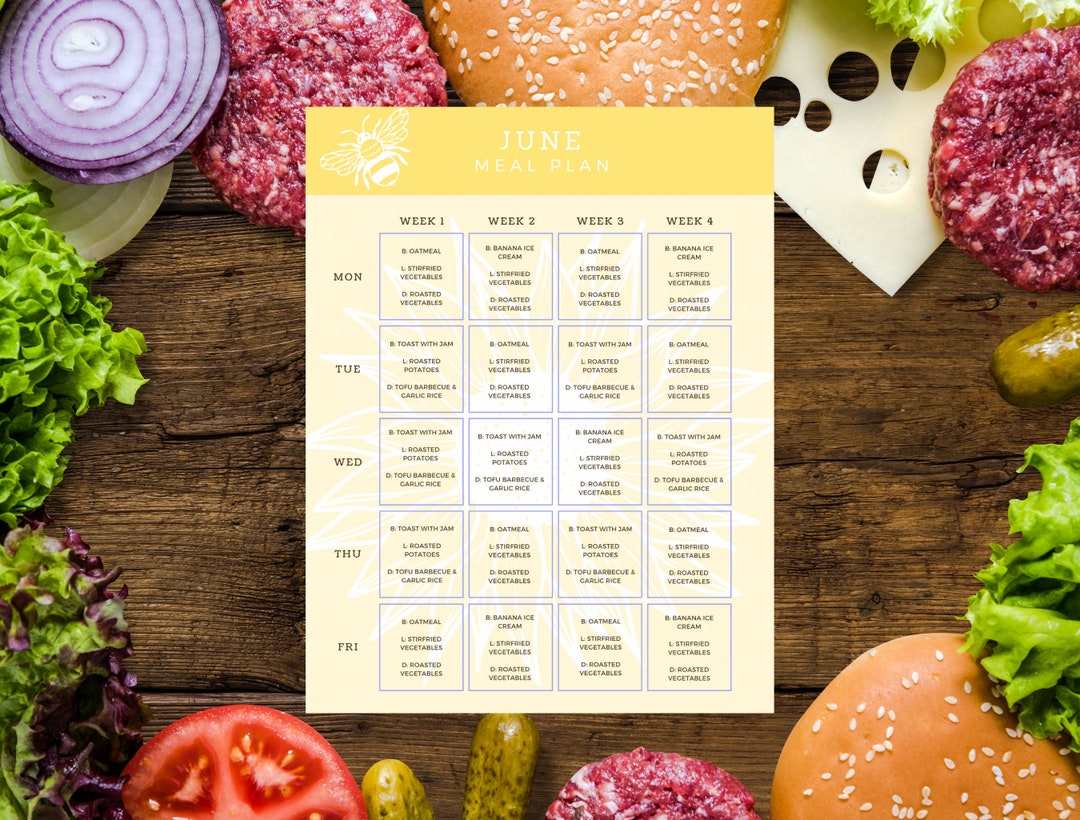 Monthly Calendar Menu Template Printable Childcare Breakfast Etsy Monthly Calendar Menu Template Printable Childcare Breakfast Etsy