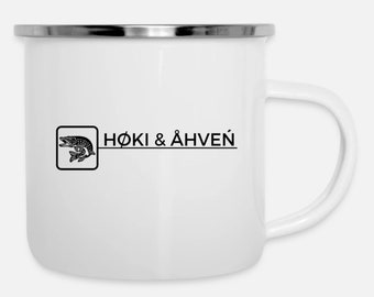 HØKI & ÅHVEŃ | Enamel Mug | Angler Mug | Camping Mug | angler gift | For grandpa, dad, brother, uncle and all other loved ones