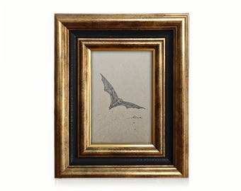 Original Charcoal Bat Drawing: Gothic Dark Academia Wall Art