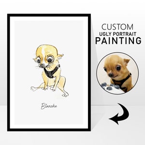 CUSTOM UGLY PORTRAIT, Funny Bad Portrait, Mini Custom Watercolor Pet Portrait, Custom Dog Portrait, Custom Pet Art, Pet Drawing