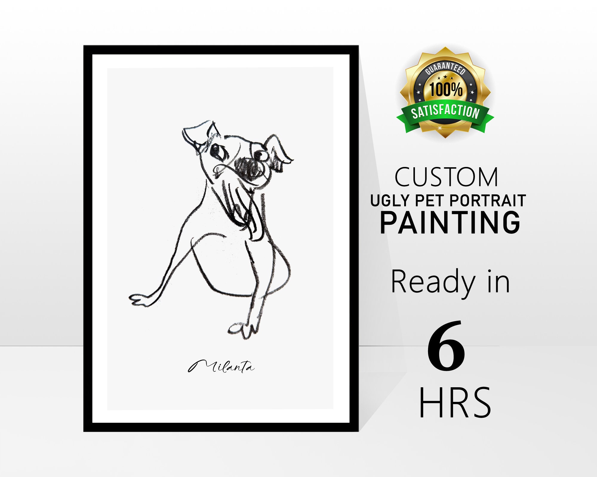 Custom Pet Line Art Portrait: Funny Dog or Cat Sketch - Etsy
