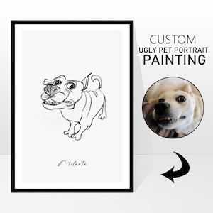 CUSTOM UGLY PORTRAIT, Line Drawing, Bad Portrait, Line Art, Custom Portrait, Pet Portrait, Custom Dog Portrait, Custom Pet Art, Pet Drawing