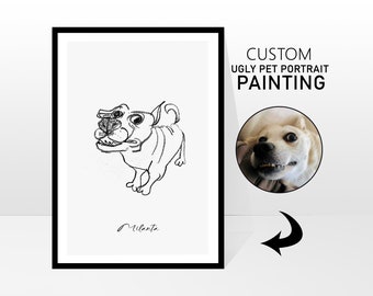 CUSTOM UGLY PORTRAIT, Line Drawing, Bad Portrait, Line Art, Custom Portrait, Pet Portrait, Custom Dog Portrait, Custom Pet Art, Pet Drawing