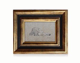Original Hand Drawn Bear Sketch Pencil Animal Artwork Rustic Wall Decor