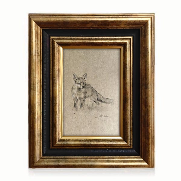 Original Handmade Fox Painting: Minimalist Animal Wall Art