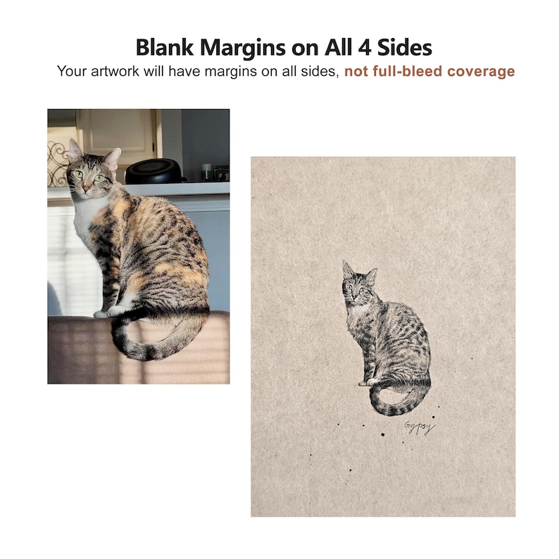 Hand-Drawn Charcoal Cat Portrait from Photo • Personalized Pet Sketch • Custom Memorial / Keepsake Gift image 3