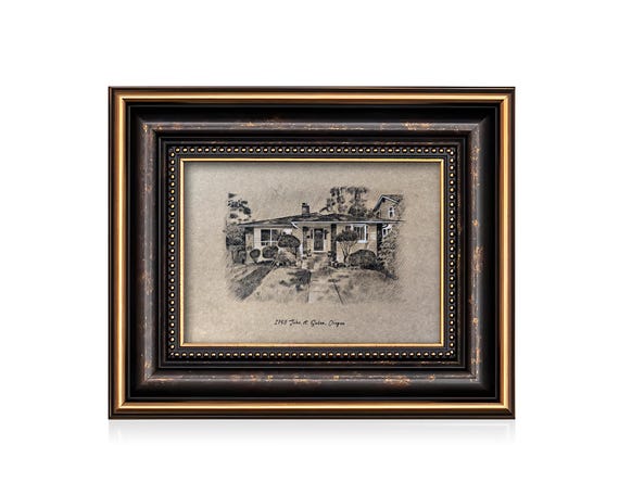 Hand-Drawn Vintage Custom House Sketch | Personalized Retro Home Portrait - Housewarming Anniversary Gift