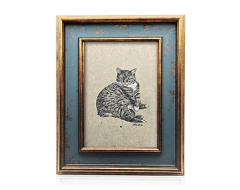 Hand-Drawn Charcoal Cat Portrait from Photo • Personalized Pet Sketch • Custom Memorial / Keepsake Gift