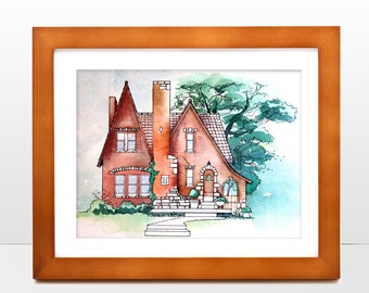 Custom Home Portrait, Watercolor House Painting, Personalized First Home Painting, House Drawing from Photo, Housewarming Realtor Gift