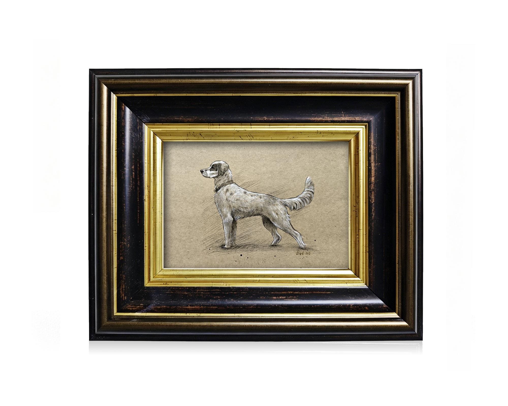 Custom Dog Portrait Sketch Hand Drawn Graphite Art Personalized Pet Memorial Wall Decor