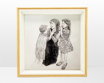 Personalized Charcoal Pencil Portrait: Custom Family Sketch from Photo