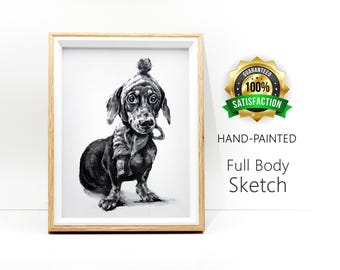 Custom Pet Portrait Sketch: Dog & Cat Illustration, Pet Memorial Gift