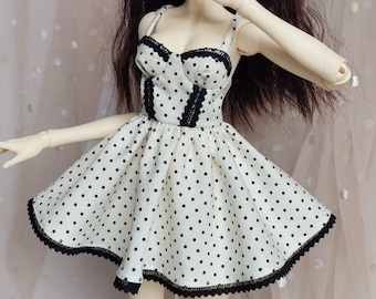 Minivestido de lunares hecho a mano con encaje para muñeca MSD BJD 1/4