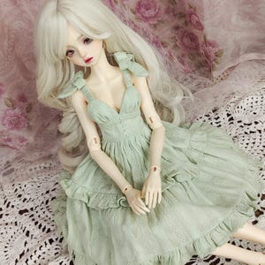 MSD Dress BJD Clothes  1/4 Bjd Sage green Dress , Clothes for 1/4 BJD Green Summer Clothes for Msd