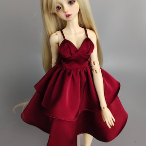 MSD BJD 1/4 Maroon Dress ,  Clothes for 1/4 BJD, Clothes for Minifee