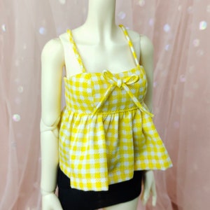 1/4 BJD Clothes Msd Yellow Sleeveless Gingham Top,  Msd Casual Clothes ,  Clothes for 1/4 BJD Casual Outfit for Minifee
