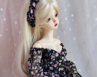 MSD BJD 1/4 Black Floral Long Dress ,  Clothes for 1/4 BJD, Black Dress for Minifee