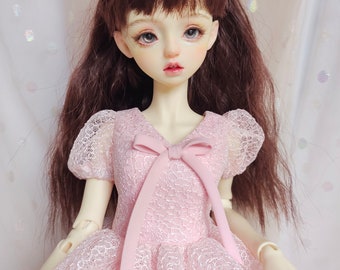 MSD BJD 1/4 Dress ,  Puff-Sleeved Pink Dress for 1/4 BJD, Clothes for Minifee