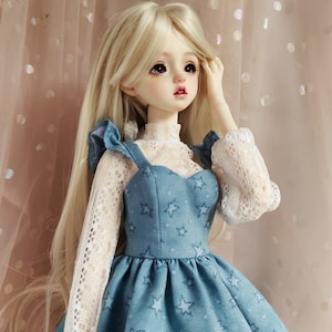 MSD BJD 1/4 White Dress and Jumper Dress ,  Clothes for 1/4 BJD, Clothes for Minifee