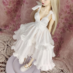 MSD Dress BJD Clothes  1/4 Bjd White Dress , Clothes for 1/4 BJD White Summer Clothes for Msd