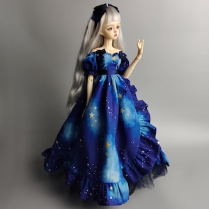 MSD BJD 1/4 Night Sky Long Dress  Clothes for 1/4 BJD,  Dress for Minifee