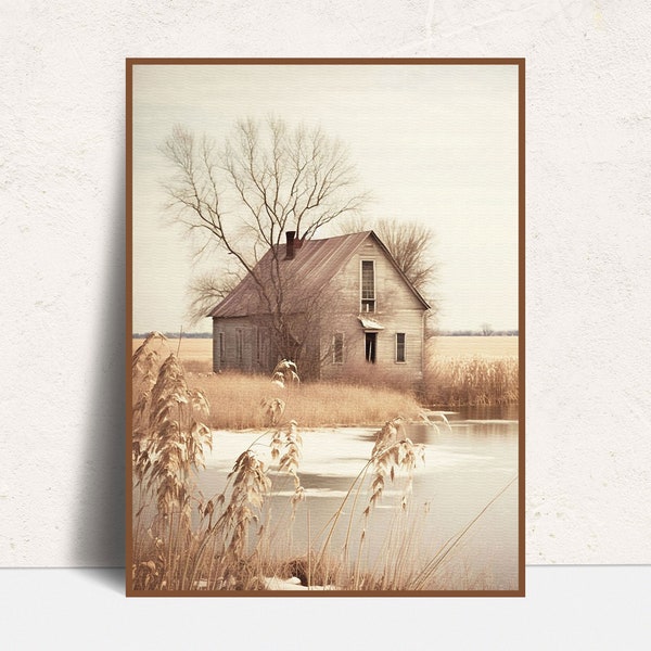 Rustic Country Wall Art | Barn and Pond Landscape | Vintage Downloadable Midwest Print Boutique | PRINTABLE Art Print | 001