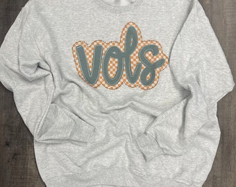 TN VOLS checkerboard Sweatshirt, TN Vols shirts for Women, Preppy Vols shirt, Tennessee shirts