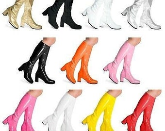 Womens Mens Fancy Dress Party GoGo Boots 60s 70s 80s Go Go Disco Retro Plus Size Range UK3 - UK12