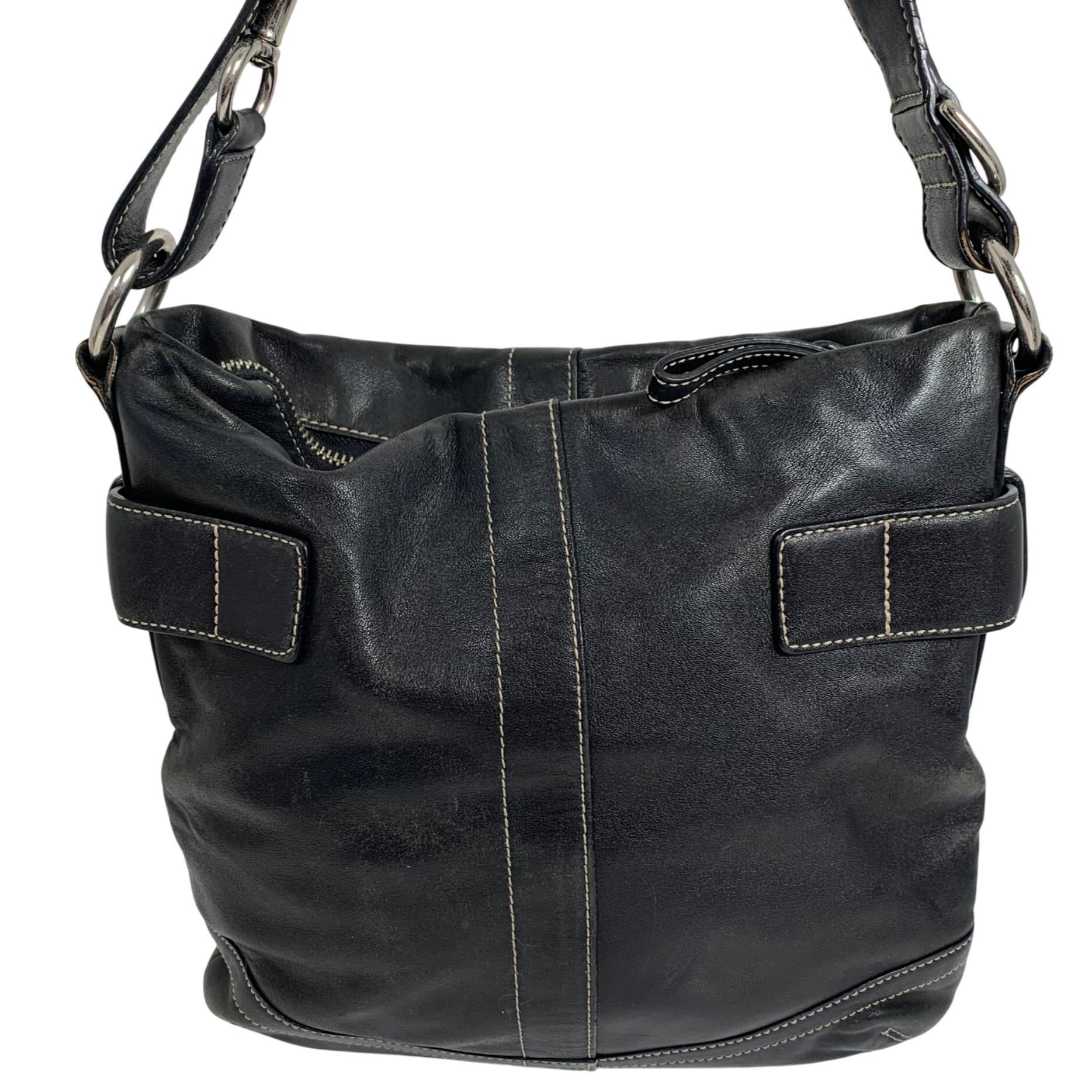 Y2K COACH 1452 Soho Black Leather Convertible Buckle Crossbody