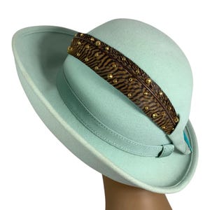Vintage Mr‎ John Classic Olive Green Wool Felt Feather Trim Pillbox Hat New York Mr John Classic Hats - Etsy main image 2